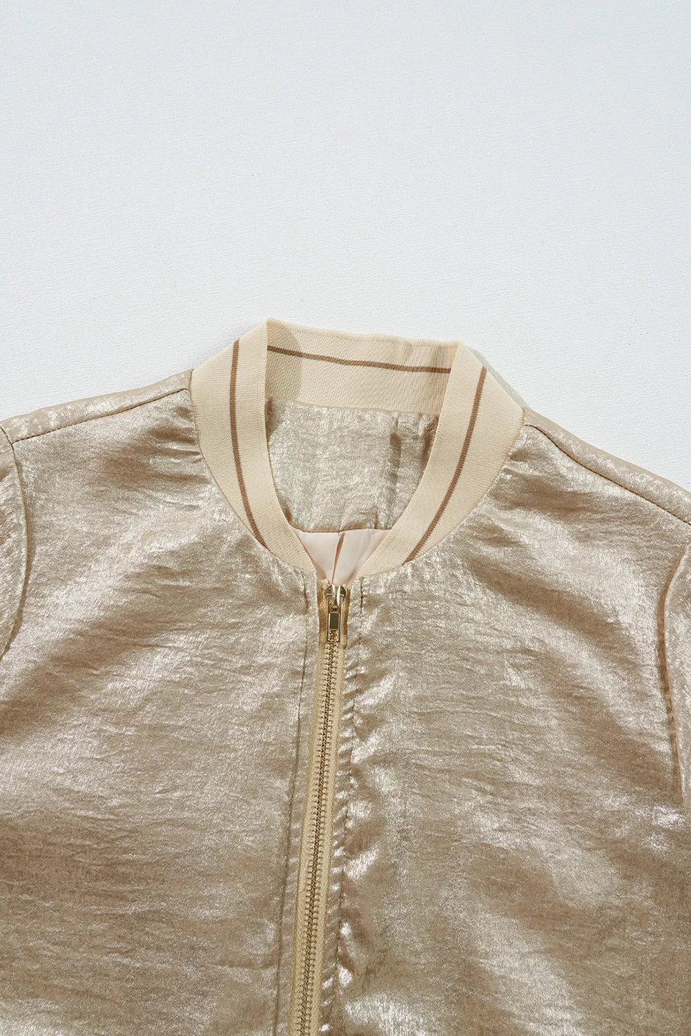 Long Sleeve Zip Up Jacket in Tan
