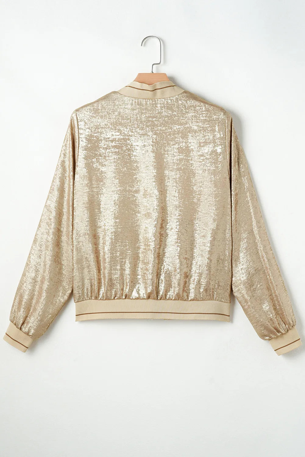 Long Sleeve Zip Up Jacket in Tan