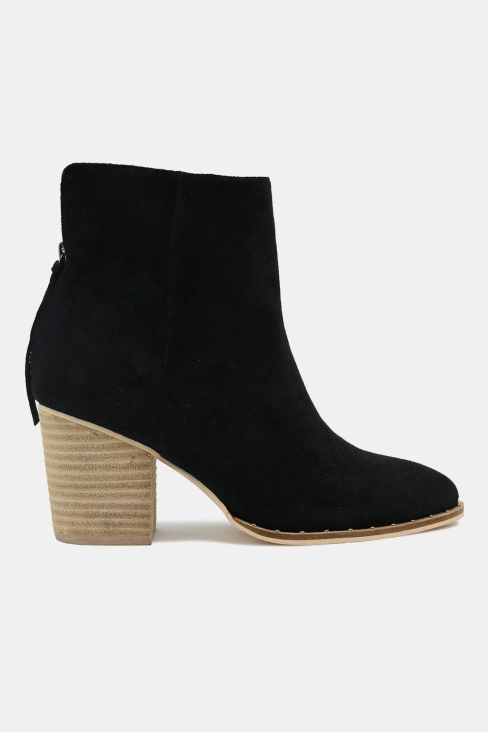Beast Fashion Suede Point Toe Ankle Booties in Black
