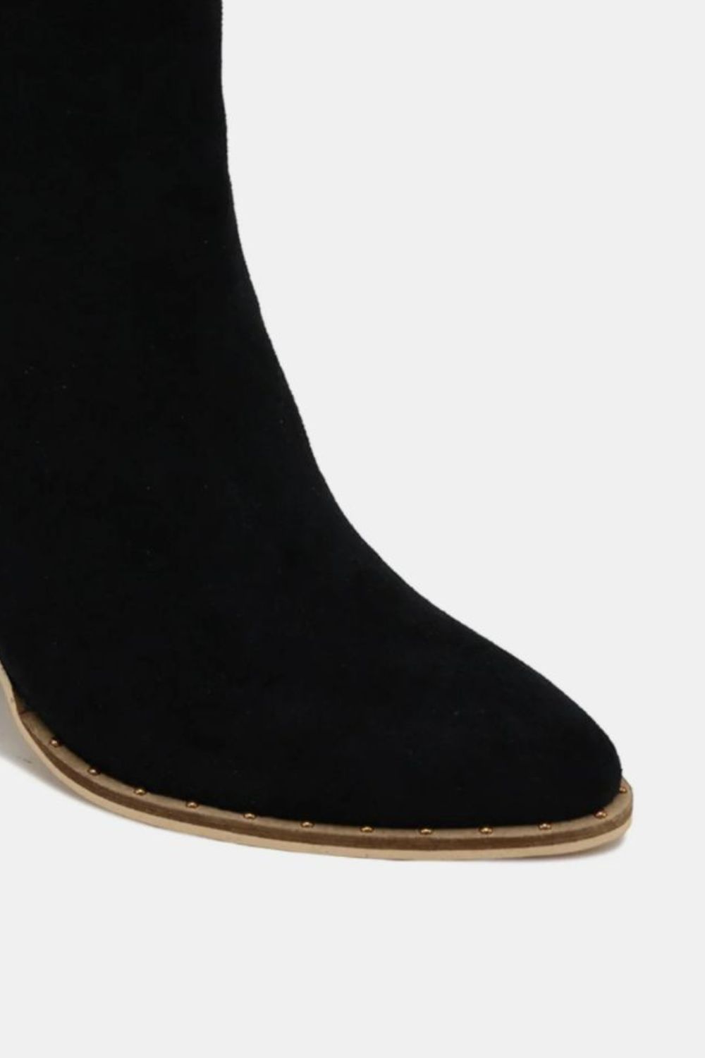 Beast Fashion Suede Point Toe Ankle Booties in Black