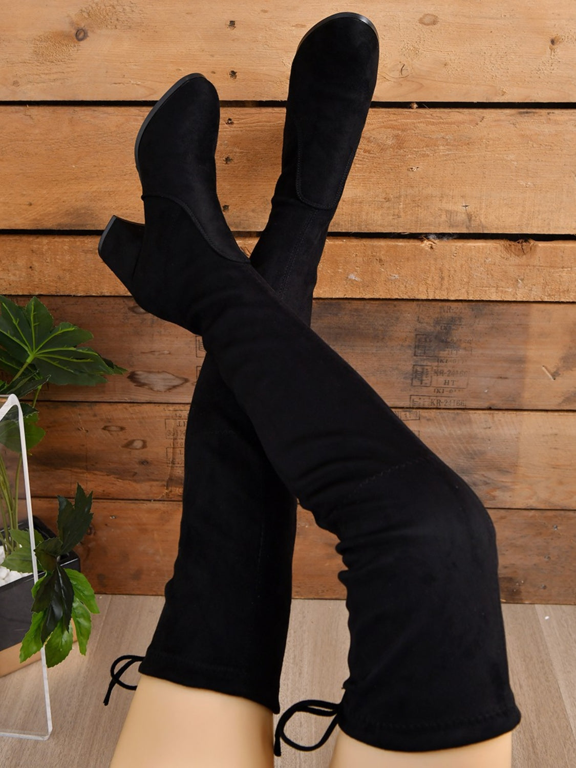 Round Toe Block Heel Knee High Boots