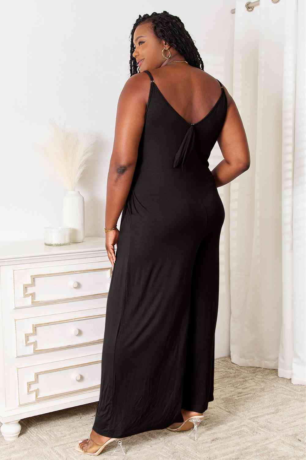 Double Take Spaghetti Strap Wide Leg Jumpsuit