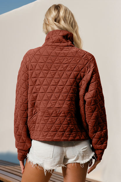 Double Take Quilted Sweatshirt with Pocket