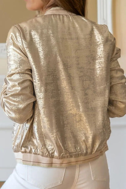 Long Sleeve Zip Up Jacket in Tan