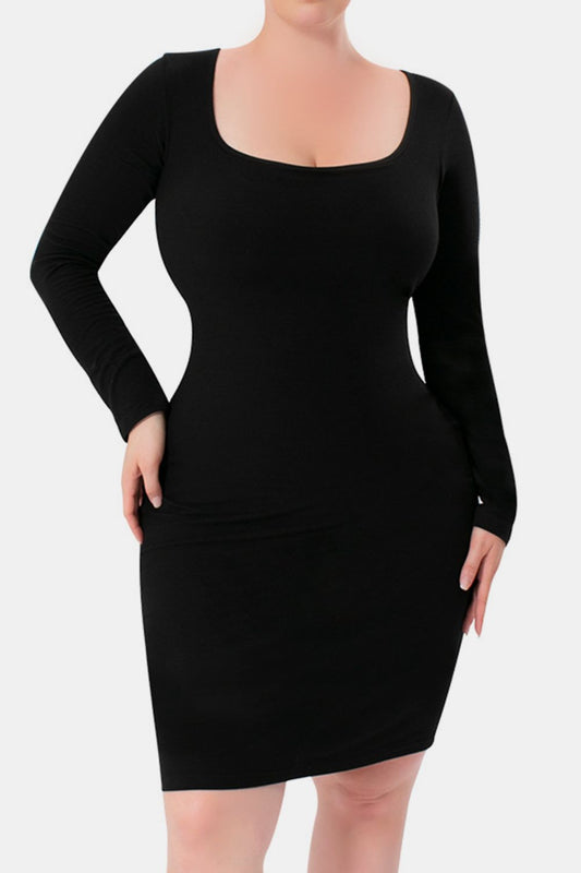 Basic Bae Shapewear Square Neck Long Sleeve Dress