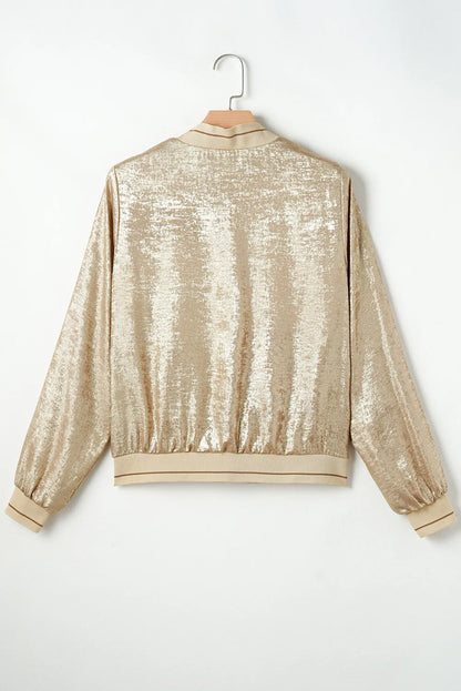 Long Sleeve Zip Up Jacket in Tan