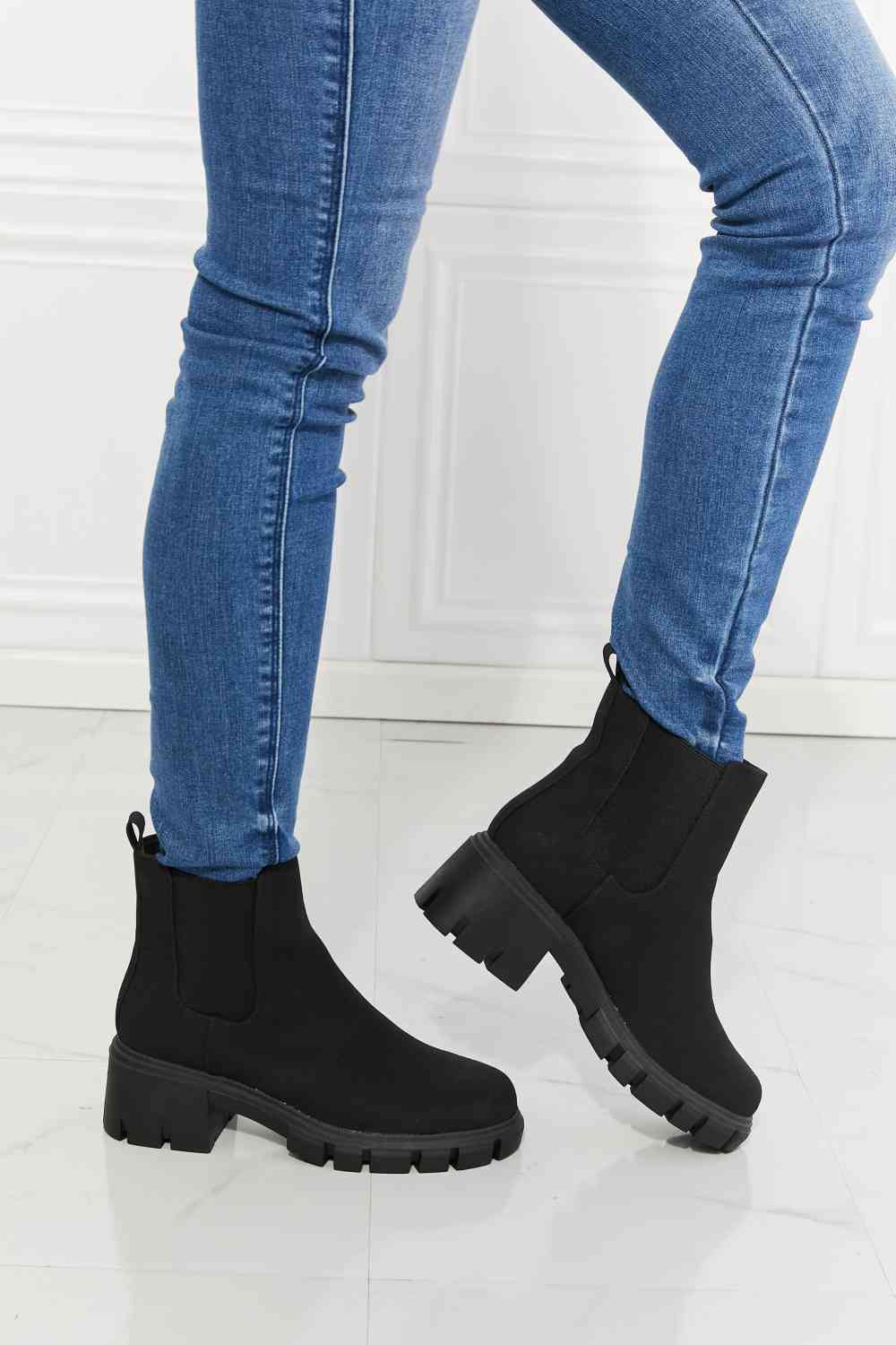 Chelsea Lug-Sole Boots in Black