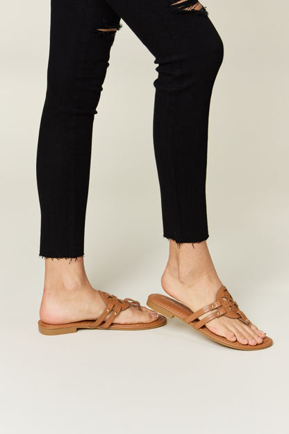 Ladies Forever Link Cutout PU Leather Sandals in Tan