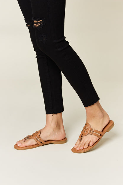 Ladies Forever Link Cutout PU Leather Sandals in Tan