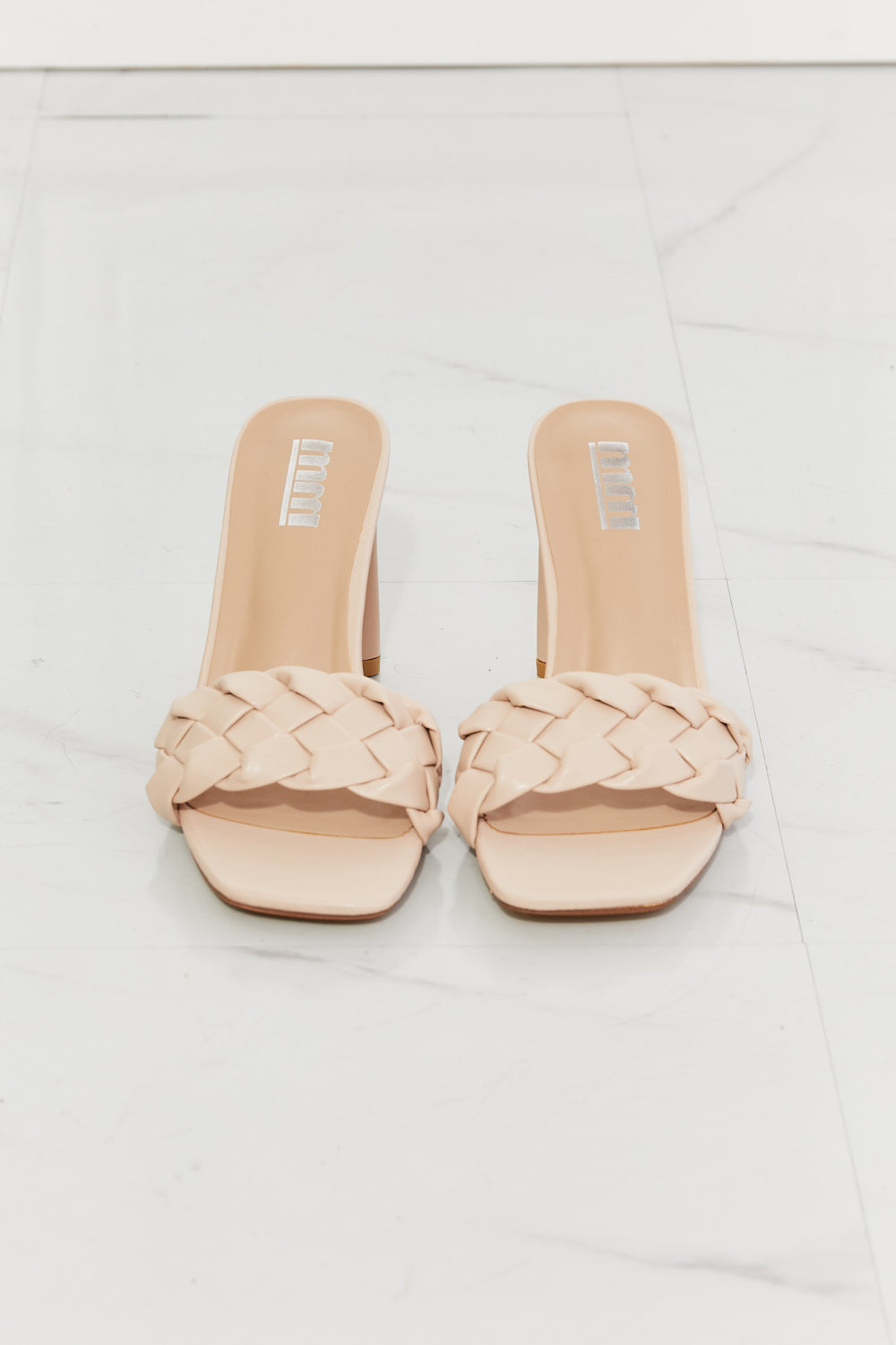 MMShoes Braided Block Heel Sandals in Beige